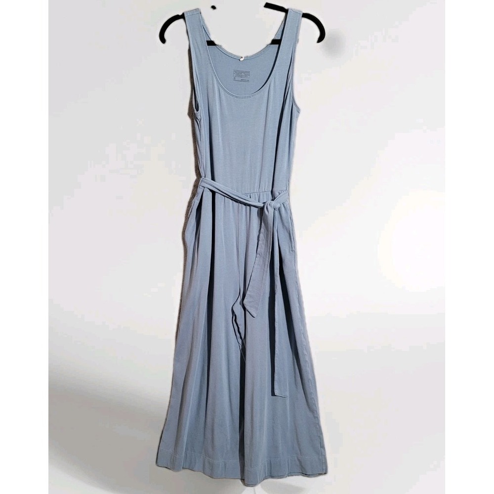 Patagonia Kamala Cotton Tie Waist Blue Gray Jumpsuit Sz Med Comfort Minimalist